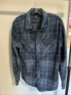 O'Neill Blue and Black Plaid Flannel Jacket